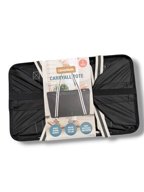 CleverMade 2 Pair Collapsible Carryall Tote - Black with Cream Straps